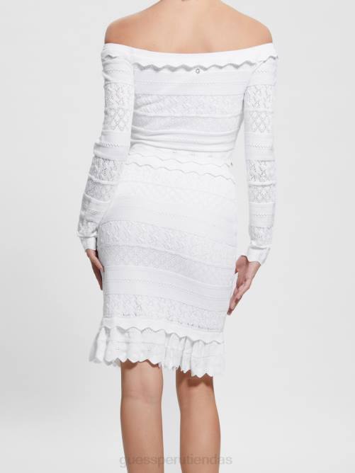 GUESS falda de pointelle con detalles ecológicos mujer 0P8X2027 blanco puro vestir