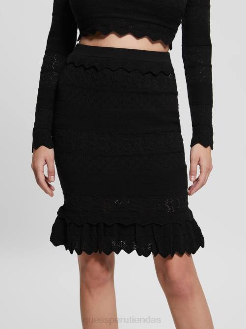 GUESS falda de pointelle con detalles ecológicos mujer 0P8X2362 negro vestir