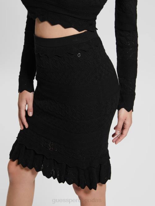 GUESS falda de pointelle con detalles ecológicos mujer 0P8X2362 negro vestir