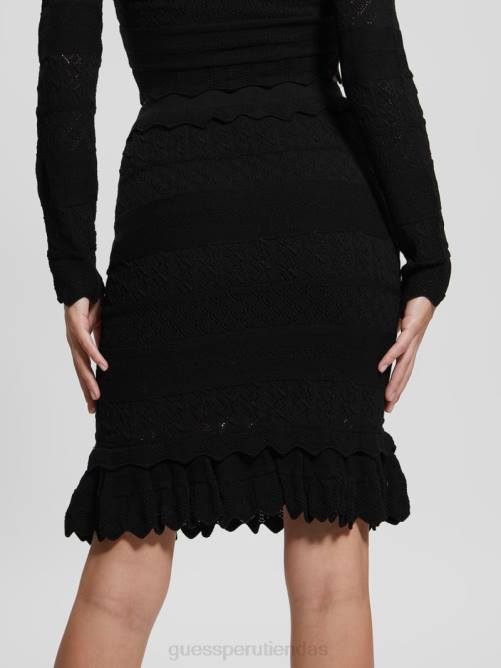 GUESS falda de pointelle con detalles ecológicos mujer 0P8X2362 negro vestir