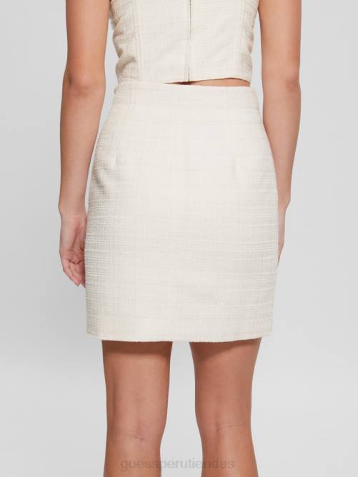 GUESS falda de tweed brillante emma mujer 0P8X2264 blanco crema vestir