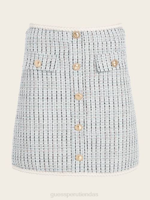 GUESS falda de tweed provenzal mujer 0P8X2439 notable tweed azul vestir