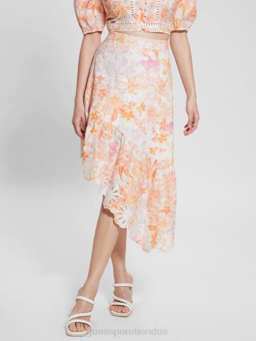 GUESS falda eco devi asimétrica mujer 0P8X2007 flor de mandarina vestir