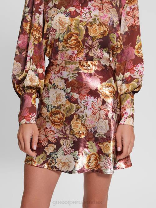 GUESS falda eco taryn de raso mujer 0P8X2444 impresión de tapiz digital ma vestir