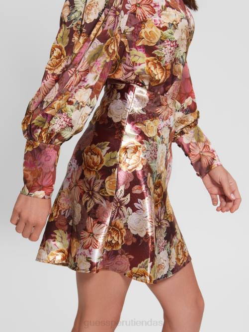 GUESS falda eco taryn de raso mujer 0P8X2444 impresión de tapiz digital ma vestir