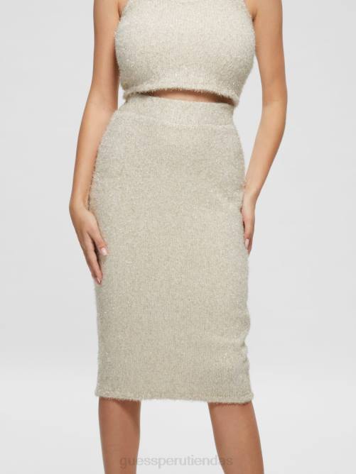 GUESS falda estilo suéter borroso tinsley mujer 0P8X2300 blanco crema multicolor vestir