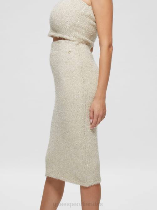 GUESS falda estilo suéter borroso tinsley mujer 0P8X2300 blanco crema multicolor vestir