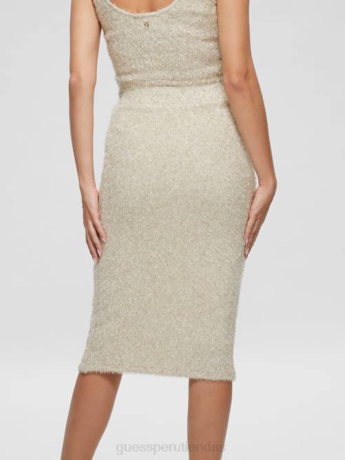 GUESS falda estilo suéter borroso tinsley mujer 0P8X2300 blanco crema multicolor vestir