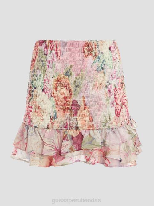 GUESS falda fruncida eco azura mujer 0P8X2438 impresión de tapiz digital pi vestir