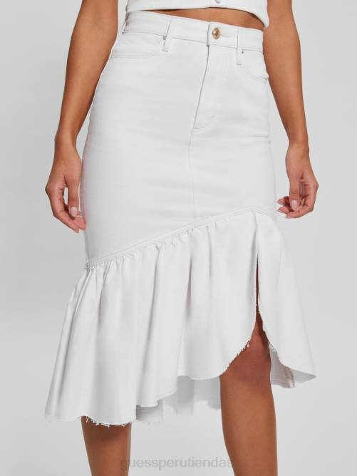 GUESS falda lápiz marinella de mezclilla mujer 0P8X43 lirio blanco vestir