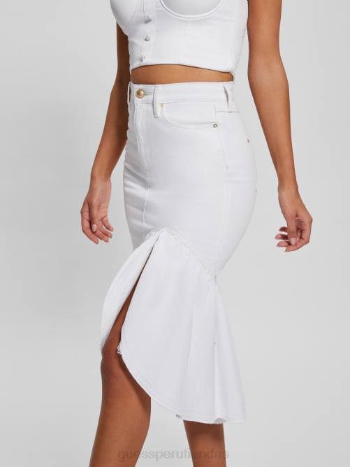 GUESS falda lápiz marinella de mezclilla mujer 0P8X43 lirio blanco vestir