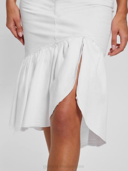 GUESS falda lápiz marinella de mezclilla mujer 0P8X43 lirio blanco vestir