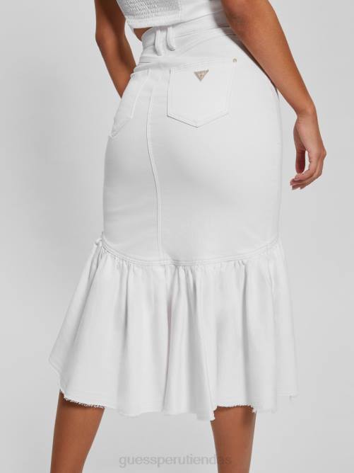 GUESS falda lápiz marinella de mezclilla mujer 0P8X43 lirio blanco vestir