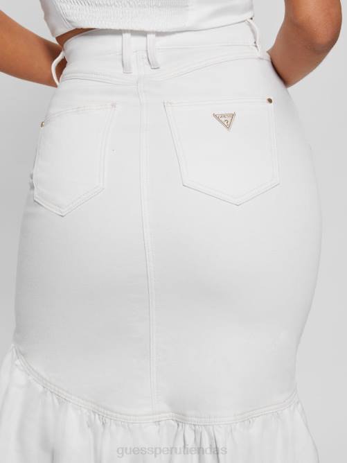 GUESS falda lápiz marinella de mezclilla mujer 0P8X43 lirio blanco vestir