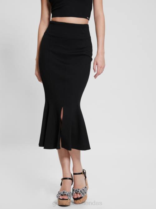 GUESS falda larga con volantes mujer 0P8X2022 negro vestir