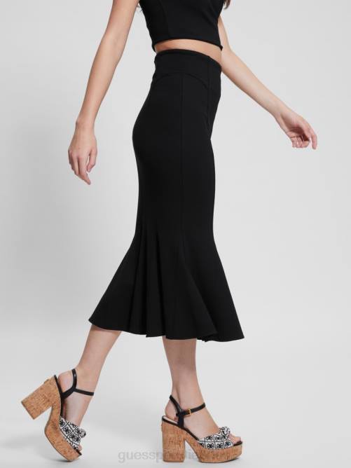 GUESS falda larga con volantes mujer 0P8X2022 negro vestir