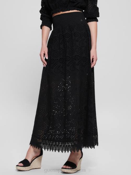 GUESS falda larga sangallo rafa mujer 0P8X2023 negro vestir