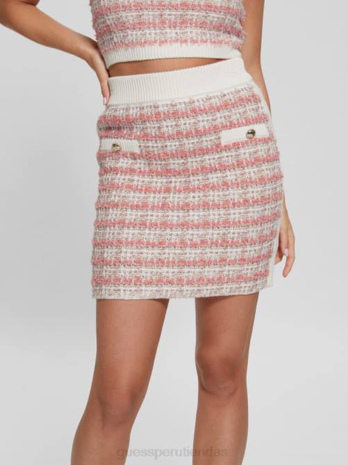 GUESS minifalda tipo suéter de tweed mujer 0P8X2028 naranja vestir