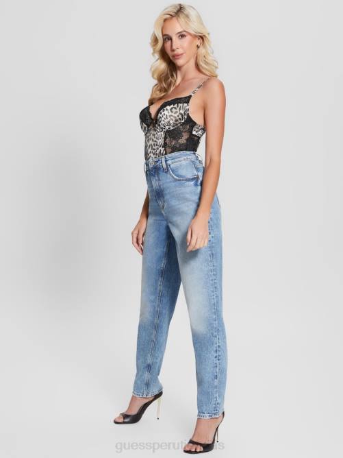 GUESS body acolchado del destino mujer 0P8X1064 leopardo abstracto pequeño vestir