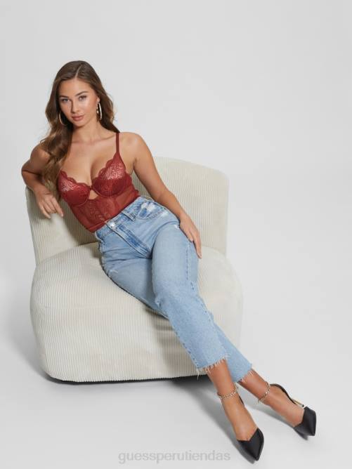 GUESS body elenora de encaje con aros mujer 0P8X2642 jugo de remolacha rojo vestir