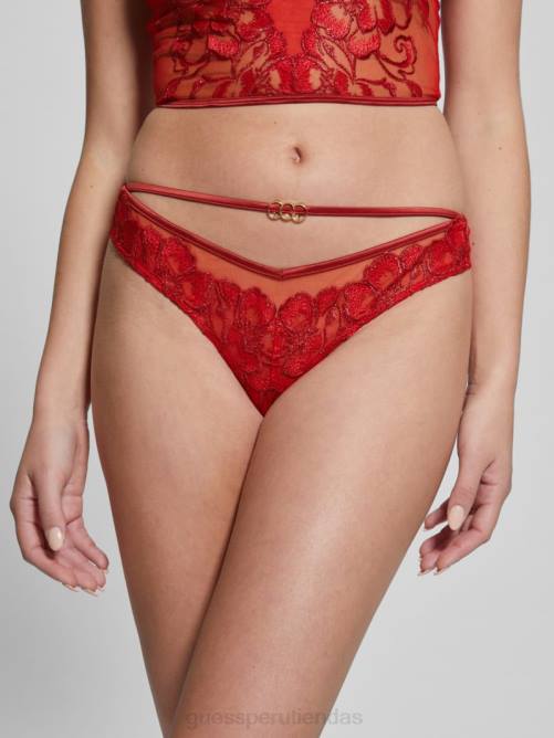 GUESS braguita brasileña christie floral shimmer mujer 0P8X2645 lurex florido rojo vestir