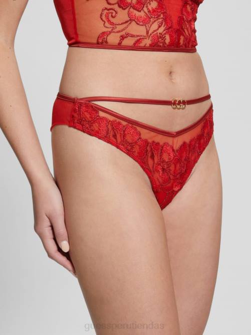 GUESS braguita brasileña christie floral shimmer mujer 0P8X2645 lurex florido rojo vestir