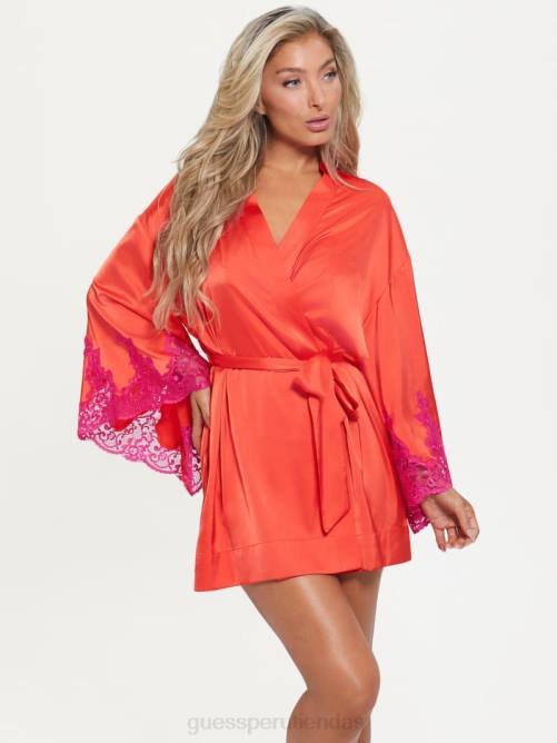 GUESS kimono bridgette mujer 0P8X2630 lava roja vestir