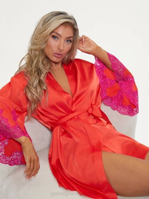 GUESS kimono bridgette mujer 0P8X2630 lava roja vestir
