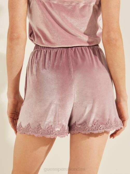 GUESS pantalones cortos de terciopelo cate mujer 0P8X2622 sueño rosa vestir