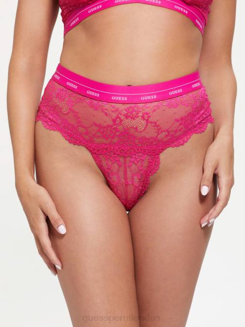 GUESS tanga tipo tanga con logo de encaje aria mujer 0P8X2634 rosa plena floración vestir