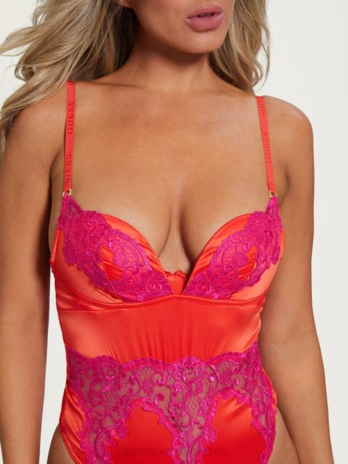 GUESS body con tanga bridgette mujer 0P8X2635 lava roja vestir