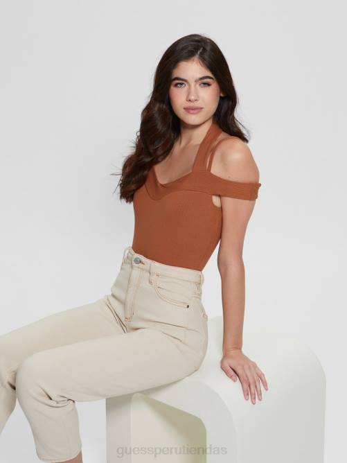 GUESS body eco cora con hombros descubiertos mujer 0P8X1230 ladrillo de chimenea vestir