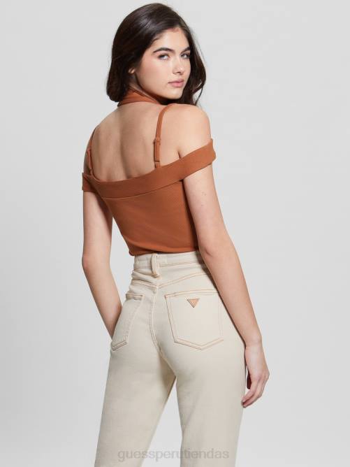 GUESS body eco cora con hombros descubiertos mujer 0P8X1230 ladrillo de chimenea vestir