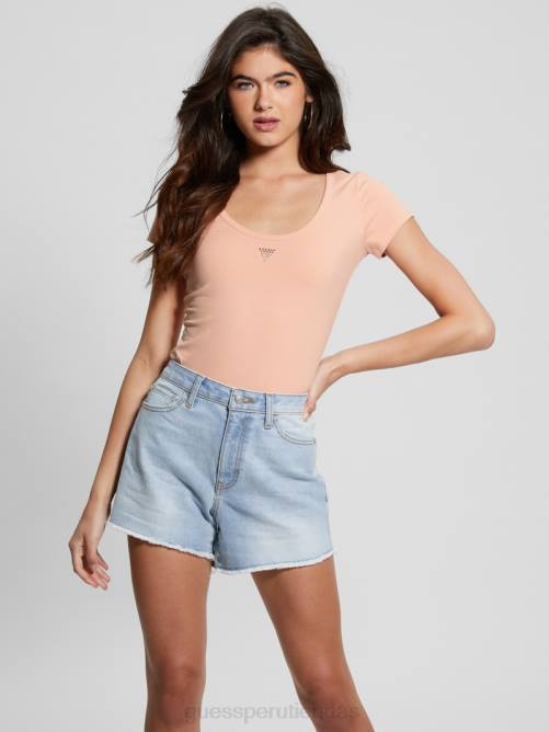 GUESS body ecológico con cuello redondo y triángulo mujer 0P8X1095 rosa en polvo vestir