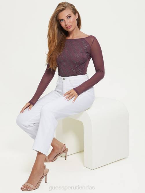 GUESS body ellie con strass mujer 0P8X1254 violeta mineral vestir