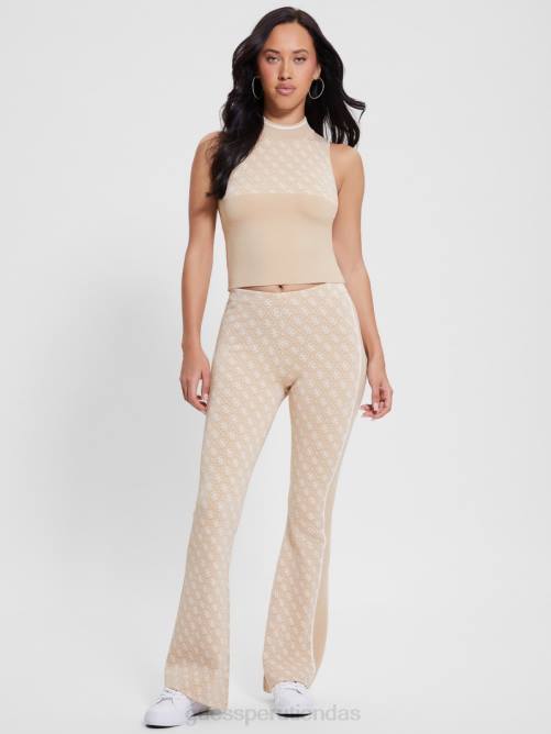 GUESS Pantalón estilo suéter con logo G de Lise Quattro mujer 0P8X2001 combo crema e irlandesa vestir