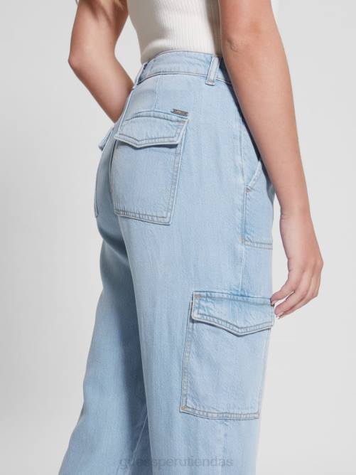 GUESS chinos tipo cargo tipo bowie ecológicos mujer 0P8X284 lavado de tulum vestir