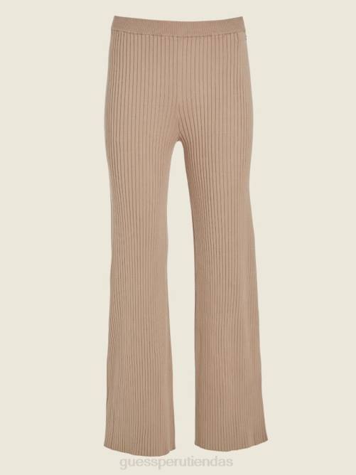 GUESS pantalón ancho eco colette de punto de canalé mujer 0P8X2326 arcilla de verano vestir