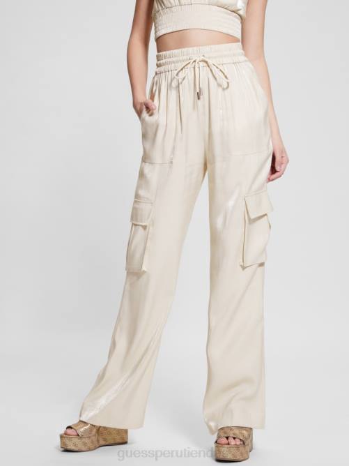 GUESS pantalón cargo eco chantal satinado mujer 0P8X2004 cemento multi vestir