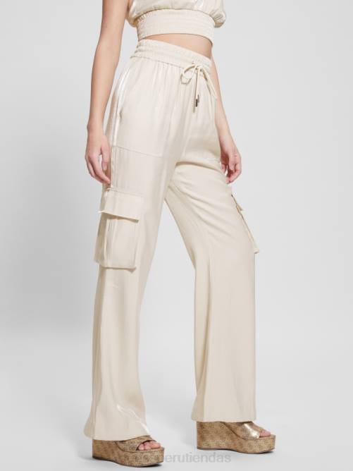 GUESS pantalón cargo eco chantal satinado mujer 0P8X2004 cemento multi vestir