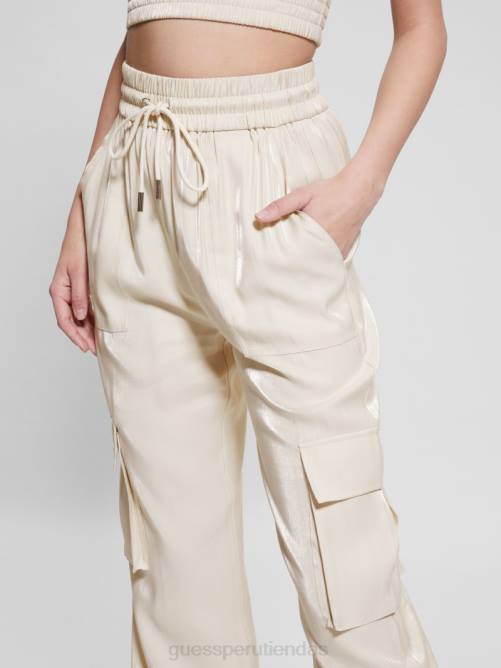 GUESS pantalón cargo eco chantal satinado mujer 0P8X2004 cemento multi vestir