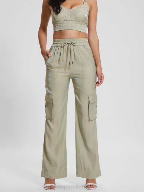 GUESS pantalón cargo eco chantal satinado mujer 0P8X2033 helecho polvoriento multi vestir