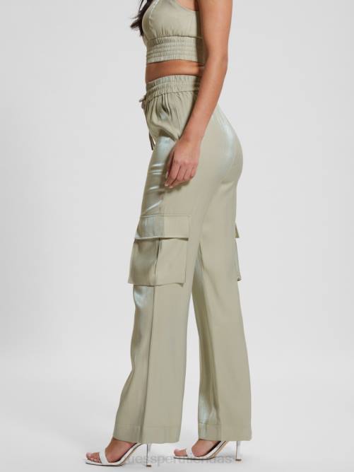 GUESS pantalón cargo eco chantal satinado mujer 0P8X2033 helecho polvoriento multi vestir