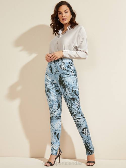 GUESS pantalón de estudio de vuelo de fantasía mujer 0P8X2281 vuelo de fantasía azul vestir