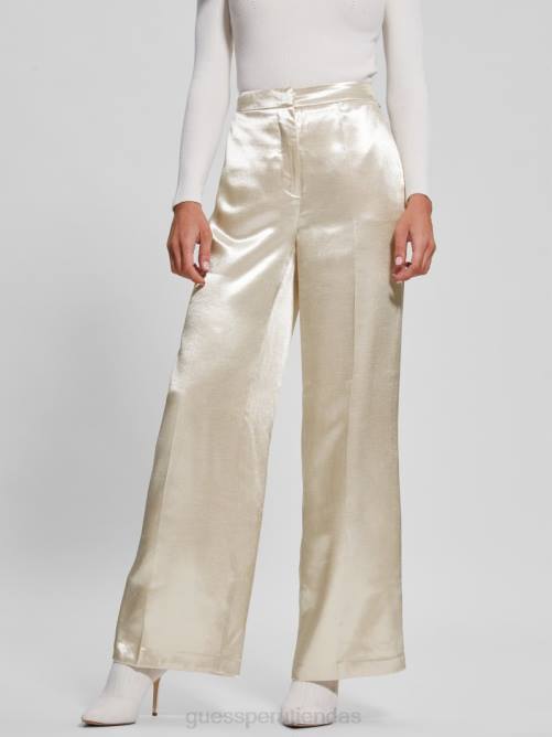 GUESS pantalon satinado brisilda mujer 0P8X2237 madreperla vestir