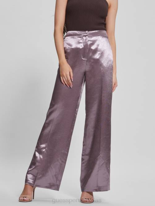 GUESS pantalon satinado brisilda mujer 0P8X2241 violeta rosado vestir