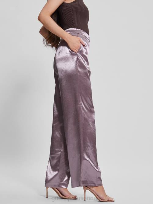 GUESS pantalon satinado brisilda mujer 0P8X2241 violeta rosado vestir