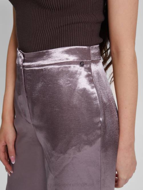 GUESS pantalon satinado brisilda mujer 0P8X2241 violeta rosado vestir