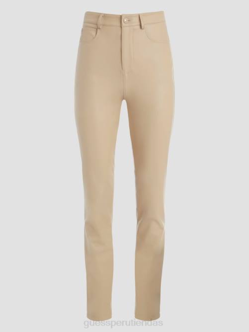 GUESS pantalones Kelly de piel sintética mujer 0P8X2251 blanco beige vestir
