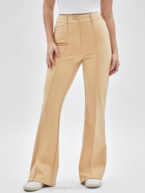 GUESS pantalones acampanados con pinzas originales mujer 0P8X2068 avena con miel vestir